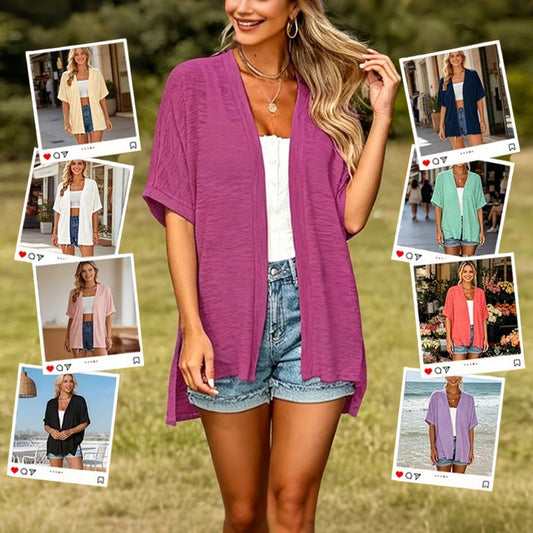 Short-sleeved casual solid coat