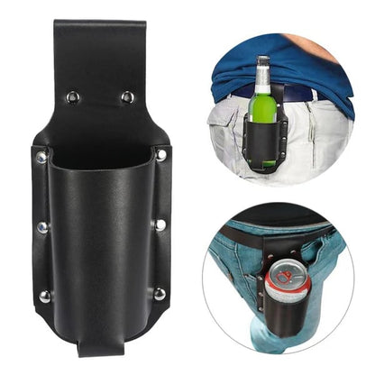🍺 Hands-Free Beer Holster Belt – Leather Bottle Waist Holder 🥩🔥