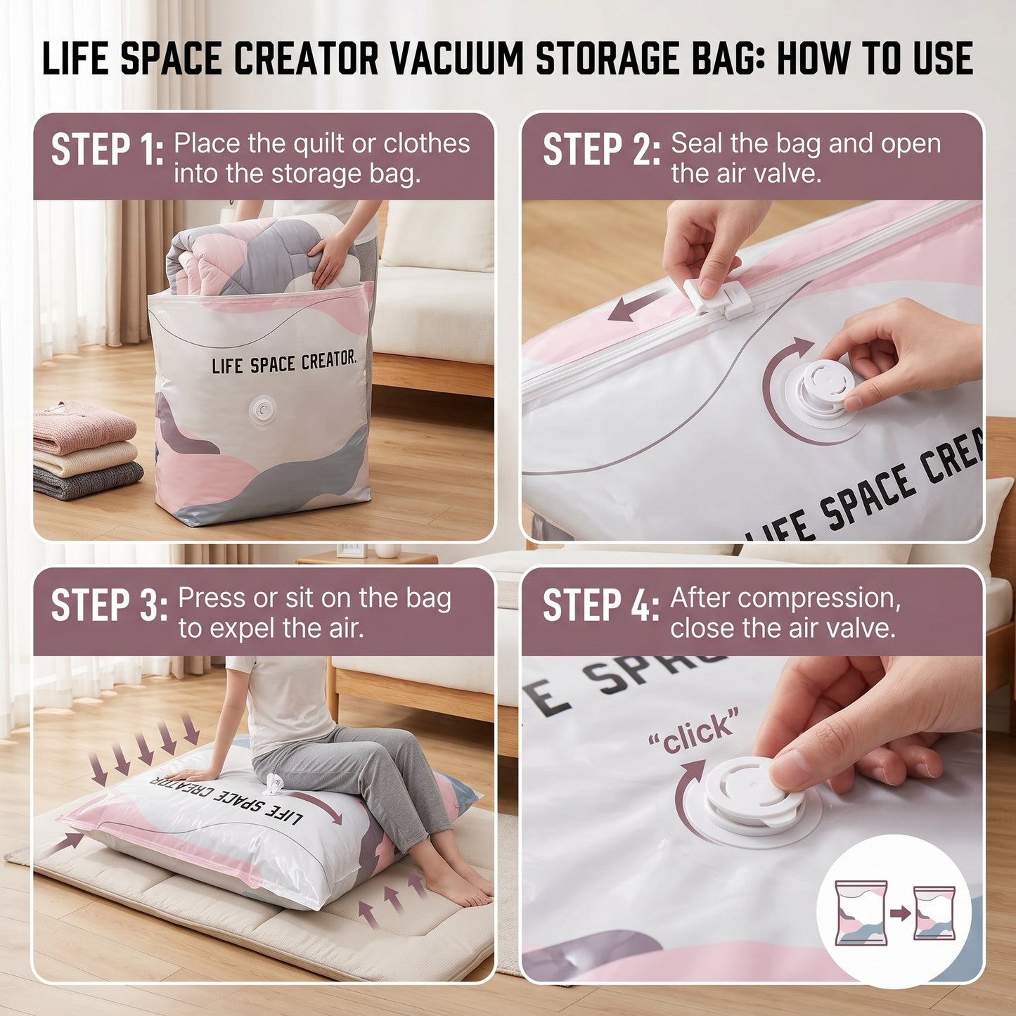 🔥LAST DAY 49% OFF👍🏻No-Pump Large Space-Saving Vacuum Storage Bags