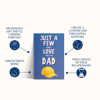 🔥HOT SALE 50% OFF - ❤️👨‍👧‍👦Just A Few Things I Love About You, Dad – Fill-in-the-Blank Memory Book | Personalized Father’s Day Gift