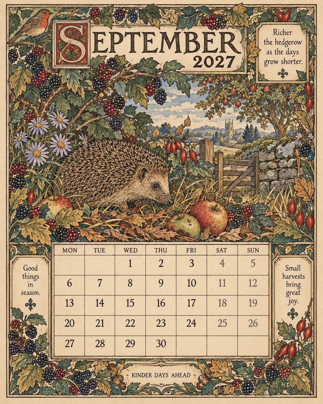 A Year in Britain 2027 – Vintage Storybook Wall Calendar