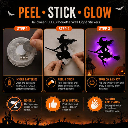 🎃 Halloween Flash Sale 50% OFF – LED Silhouette Wall Light Stickers