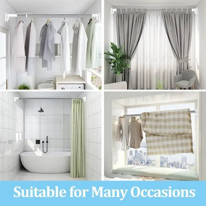 Drill-Free Adjustable Tension Rod for Closet & Laundry