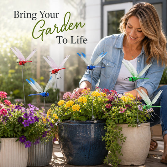 3D Dragonfly Garden Stakes With Clips