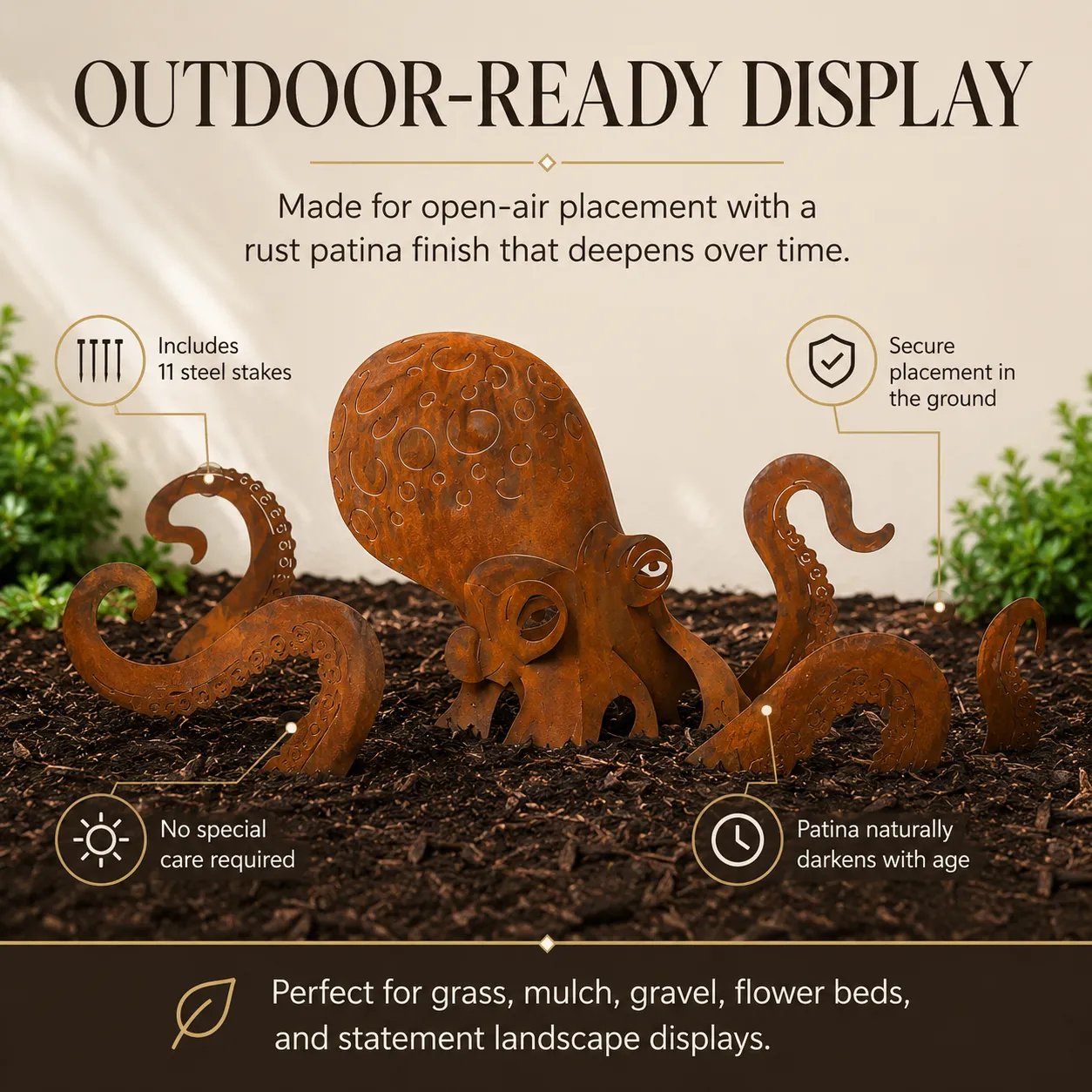 🔥2026 Hot Sale - 🐙Rust Patina Giant Squid Garden Sculpture (Buy more save more)