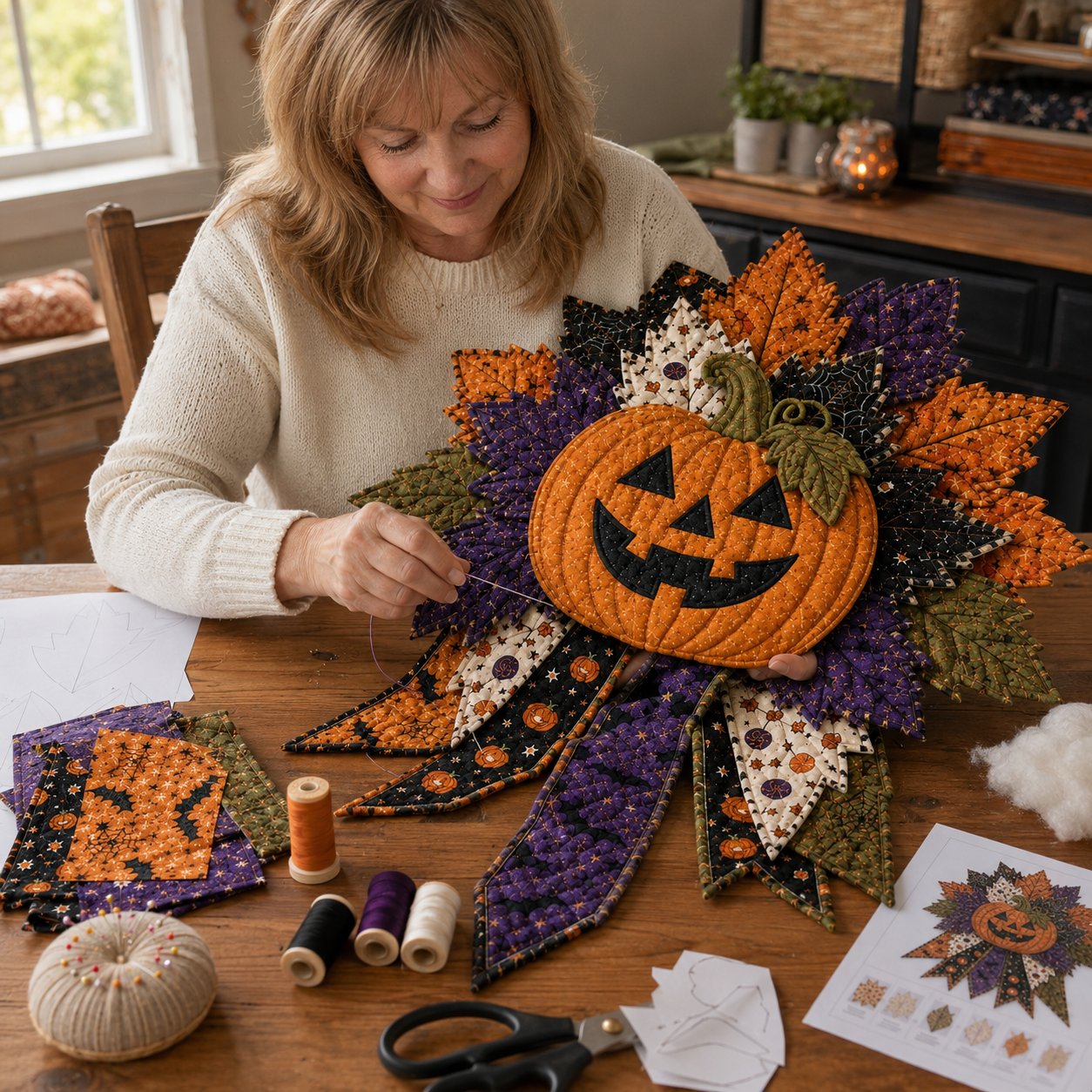 ⏳ Last Day 49% OFF – 🎃 Beginner-Friendly Oversized Halloween Character Quilted Door Hanger Sewing Kit | Complete Kit with All Tools & Step-by-Step Guide Included 💕