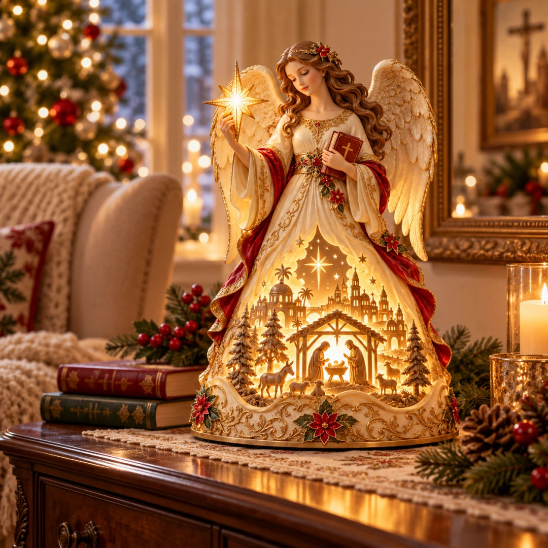✨ Angel Lighted Nativity Christmas Table Decor