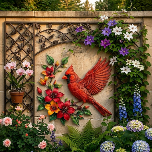 🔥Summer Sale 49% OFF🐦 Blooming Cardinal Metal Wall Art Décor