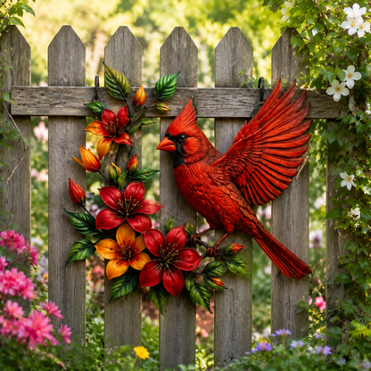 🔥Summer Sale 49% OFF🐦 Blooming Cardinal Metal Wall Art Décor