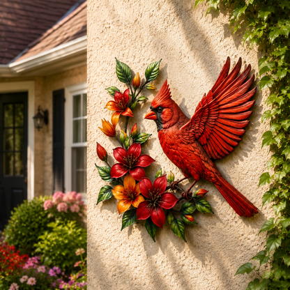 🔥Summer Sale 49% OFF🐦 Blooming Cardinal Metal Wall Art Décor