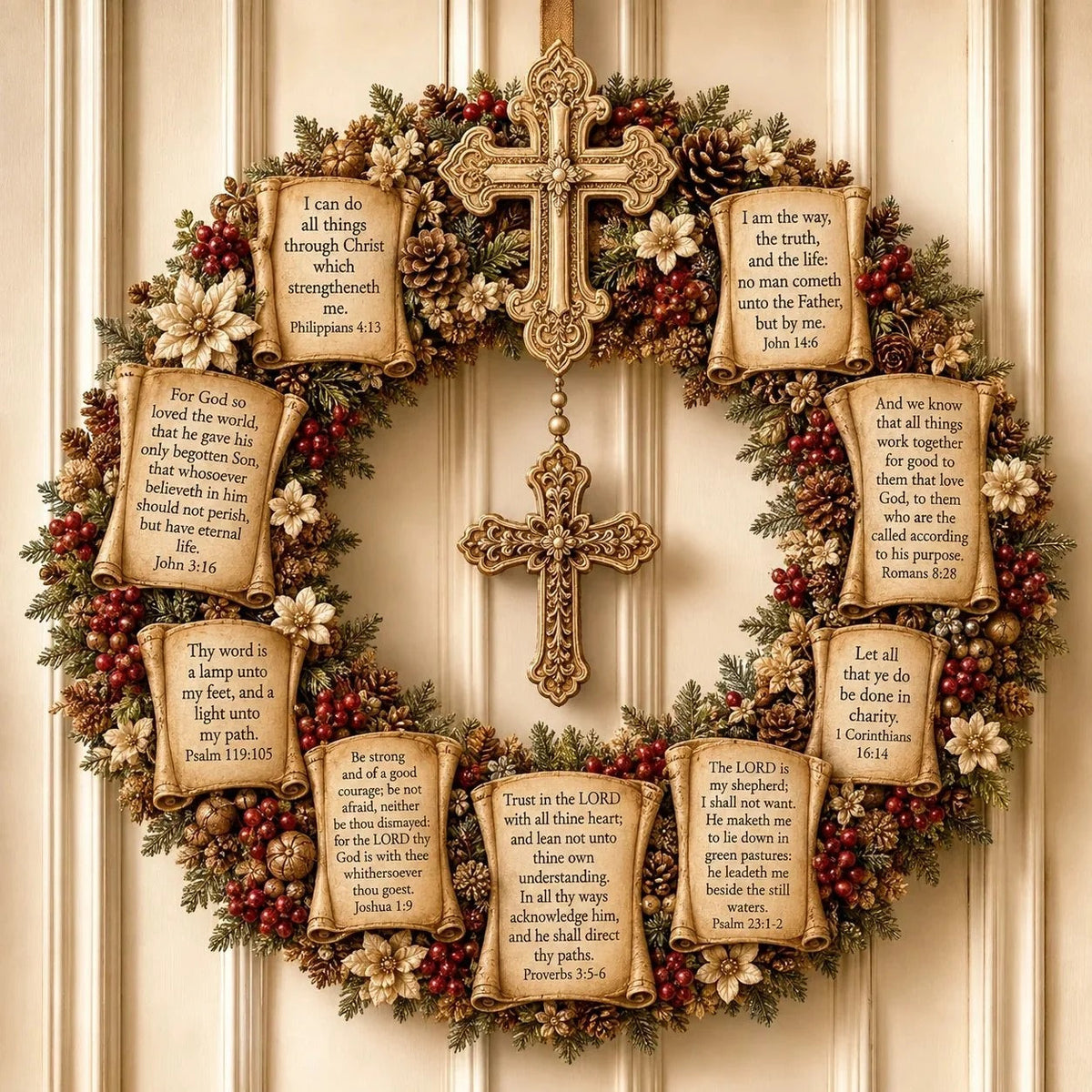 Christian Scripture Wreath Wall Hanging