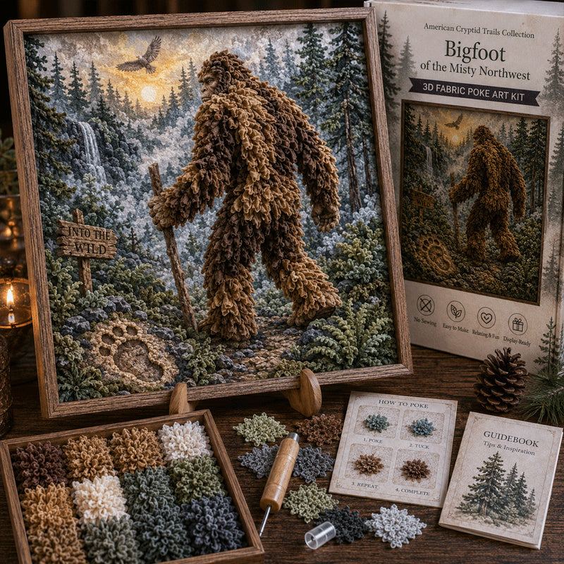 🔦No-Sew American Cryptid Craft Kit 👣DIY 3D Fabric Art with Bigfoot, Mothman & More