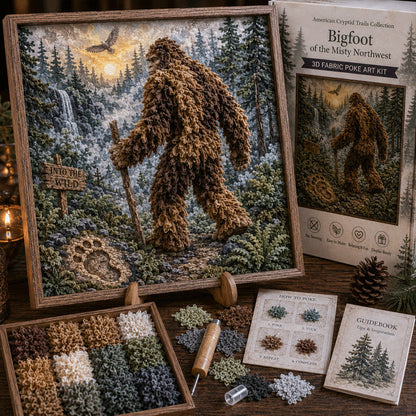 🔦No-Sew American Cryptid Craft Kit 👣DIY 3D Fabric Art with Bigfoot, Mothman & More