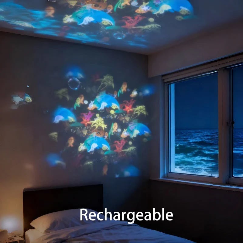 Multi-Themes Dynamic Rotating Ocean Projection Night Light