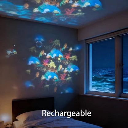 Multi-Themes Dynamic Rotating Ocean Projection Night Light