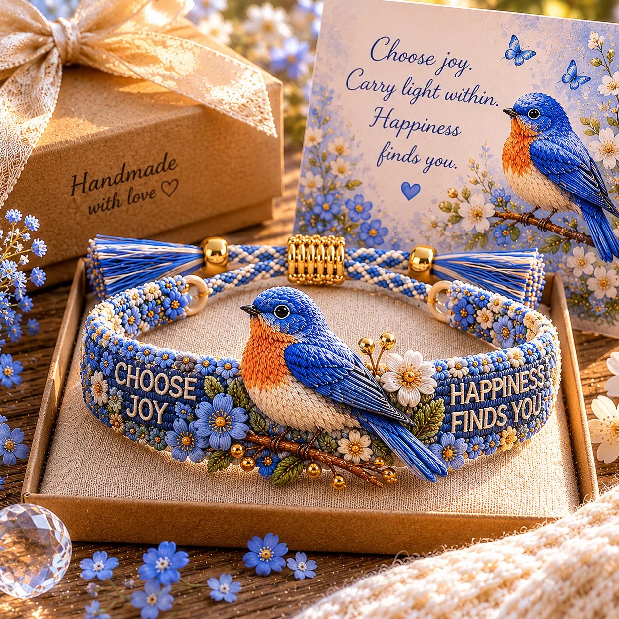 💙🌸 Floral Animal Hand-Embroidered Hand-Woven Bracelets | Heartfelt Blessing Gift for Her