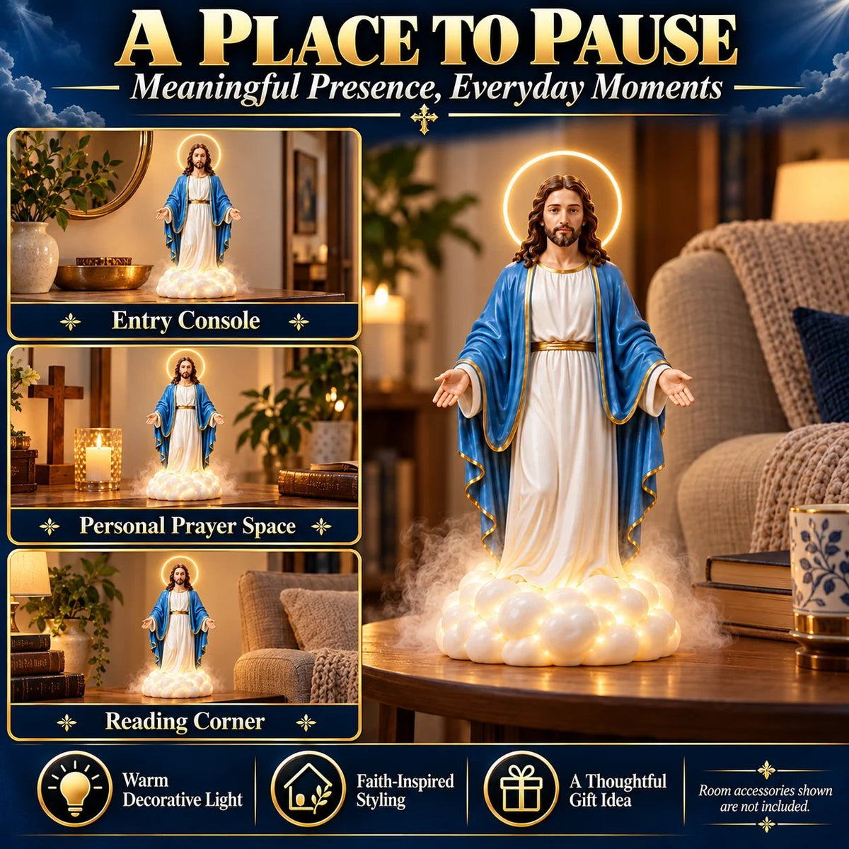 🔥 Last Day 50% OFF ✝️✨ Holy Mist Humidifier —  Daytime Décor, Evening Glow☁️💛
