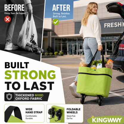 ⏰Last 4 hours Sale: Save 49%🛒 Large Capacity 2-in-1 Foldable Shopping Cart & Rolling Tote