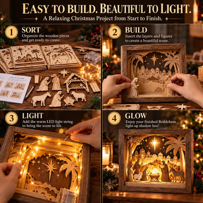 🔥Last Day 50% OFF-⭐ Bethlehem Light-up Nativity Shadow Box Diy Kit