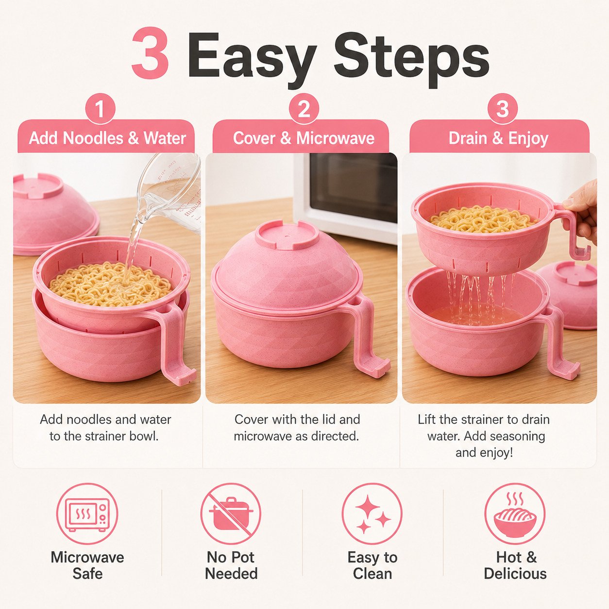 💖 Hot Sale 49%OFF✨Microwave Ramen Bowl Set