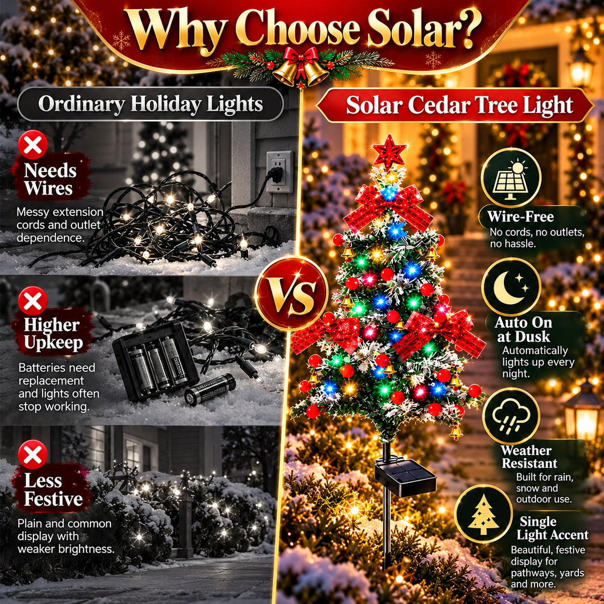 ✨ Last Day – 49% OFF🎄 Solar Cedar Christmas Tree Lights