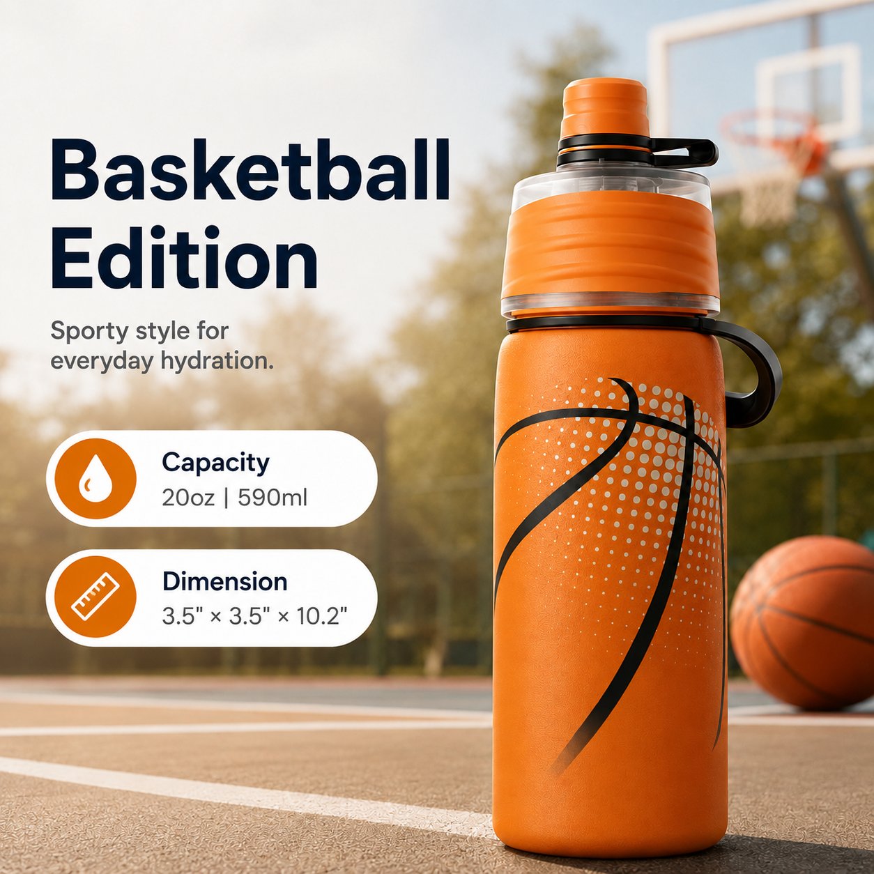 🏀 Basketball Gift Sale 49% OFF - Outdoor portable large-capacity spray sports water bottle