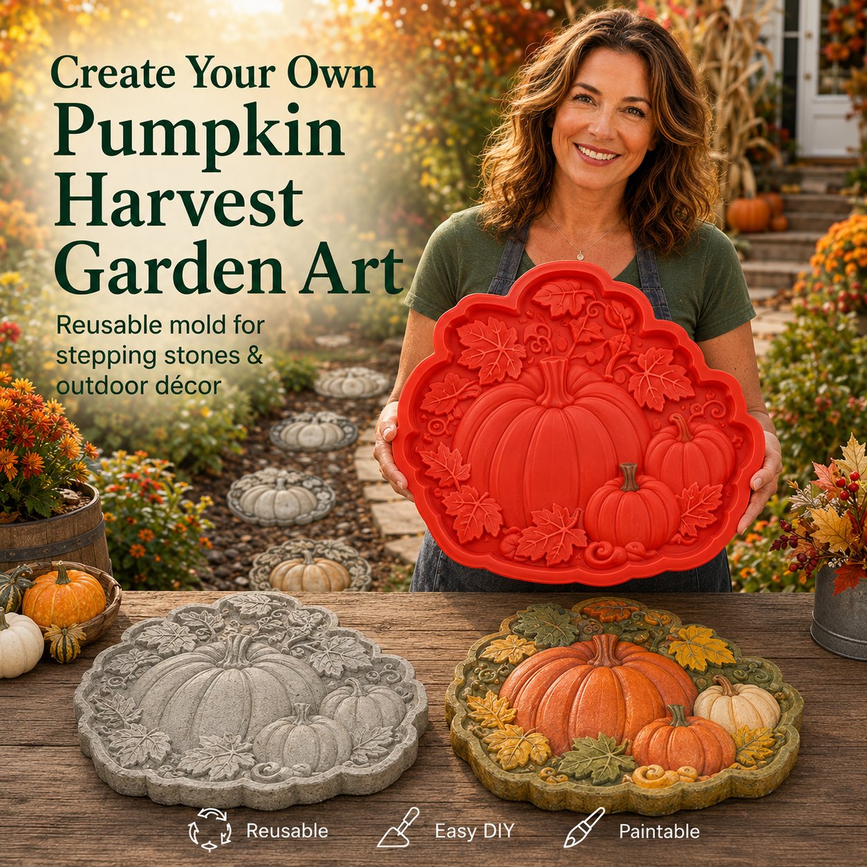 🌻 Reusable DIY Concrete Mold For Outdoor Decor – Create Beautiful Handmade Garden Path Decor