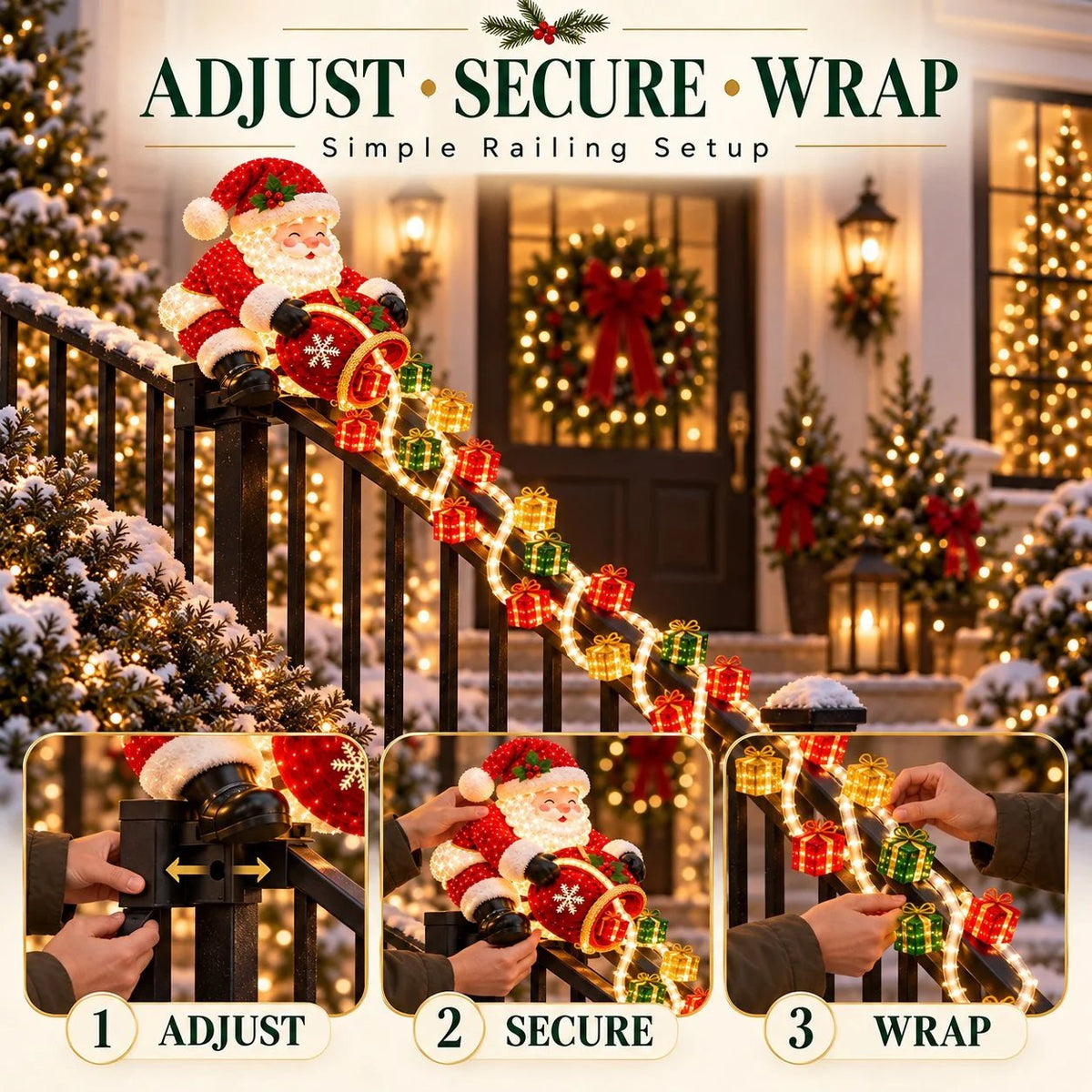 🔥LAST DAY 50% OFF -🎅 Santa Magic Gift Cascade Railing Light