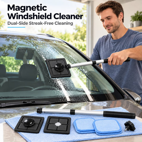 🔥Hot Sale 50% OFF🚗Dual Magnetic Car Windshield Cleaner | Streak-Free Auto Glass Cleaning Kit