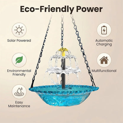🔥Last 4 hours Hot Sale 50%-🐦Solar Cascade Hanging Bird Bath Fountain