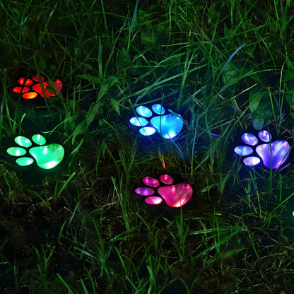 Solar-Powered Paw Print Outdoor Lights
