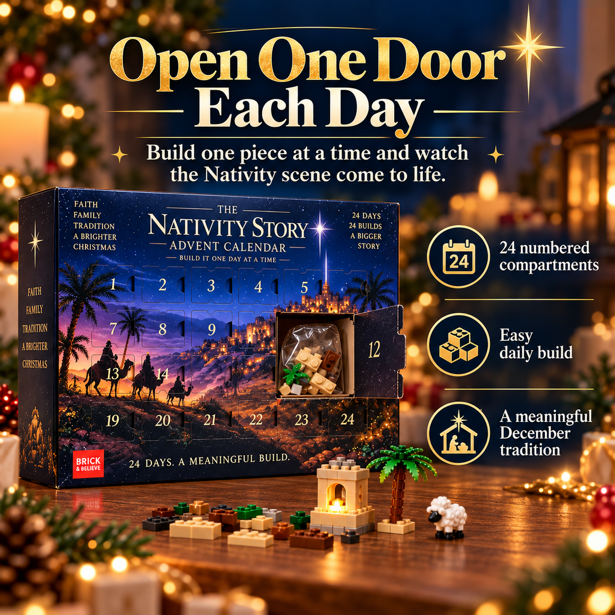 🎄 Last Day 50% OFF-⛪🎅Nativity Building Advent Calendar | 24 Daily Builds to Create a Complete Christmas Scene✝️