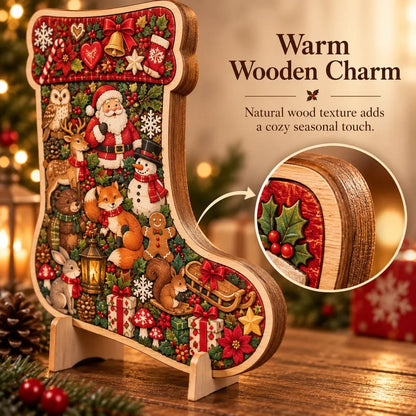 ⏳ Last Day 49% OFF –🎄🧩 Wooden Christmas Puzzle with Stand