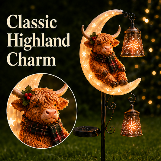 ⏳ Last day 50% OFF –🐮Highland Cow Crescent Garden Light