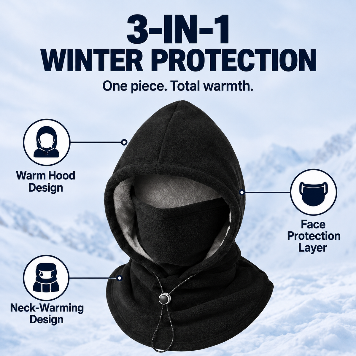 💥LAST DAY 50% OFF-❄️Windproof and Warm Integrated Face-Protection Hat🌨️(Fleece-lined)