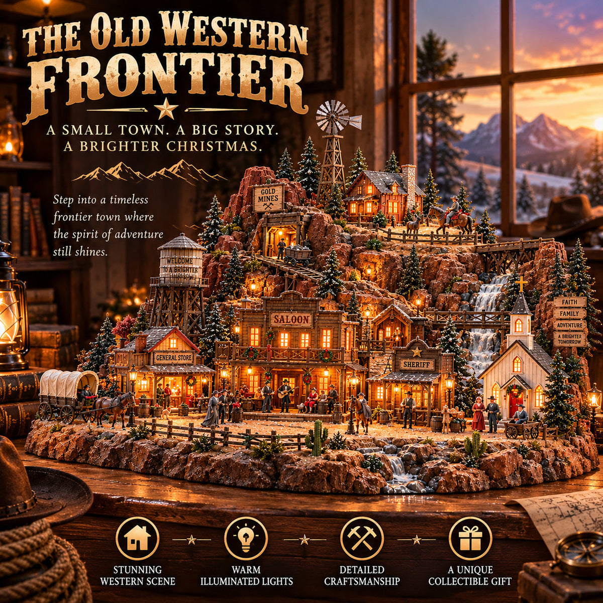 🎄 Last Day 50% OFF-🤠 Ready to Bring the Old West Home?! ⭐ The Old Western Frontier – A Glowing Town Full of Legendary Stories!