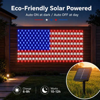 Outdoor Solar American Flag Light (6.5ft x 3.28ft) | Ultra-Bright Waterproof Patriotic Yard Decor