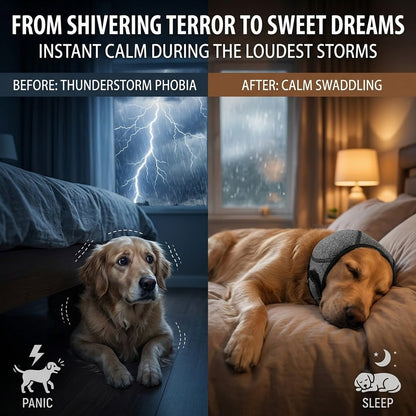 🔥 [Flash Sale - 50% OFF] No More Shivering from Thunder & Dryers! ❤️  Dog Calming Ear Wrap for Instant Anxiety Relief