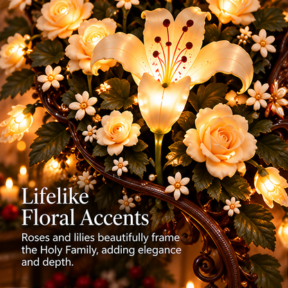 ⏳ Last Day 49% OFF –✨ Glowing Holy Family Floral Wall Decor