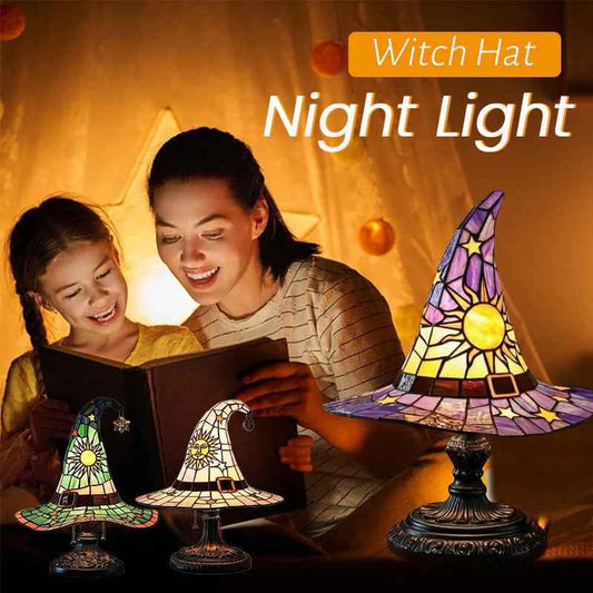 🔥Exclusive Limited Item 👍🔥50%OFF♠️Witch Hat Night Light & Stained Glass Witch Hat Lamp🎁