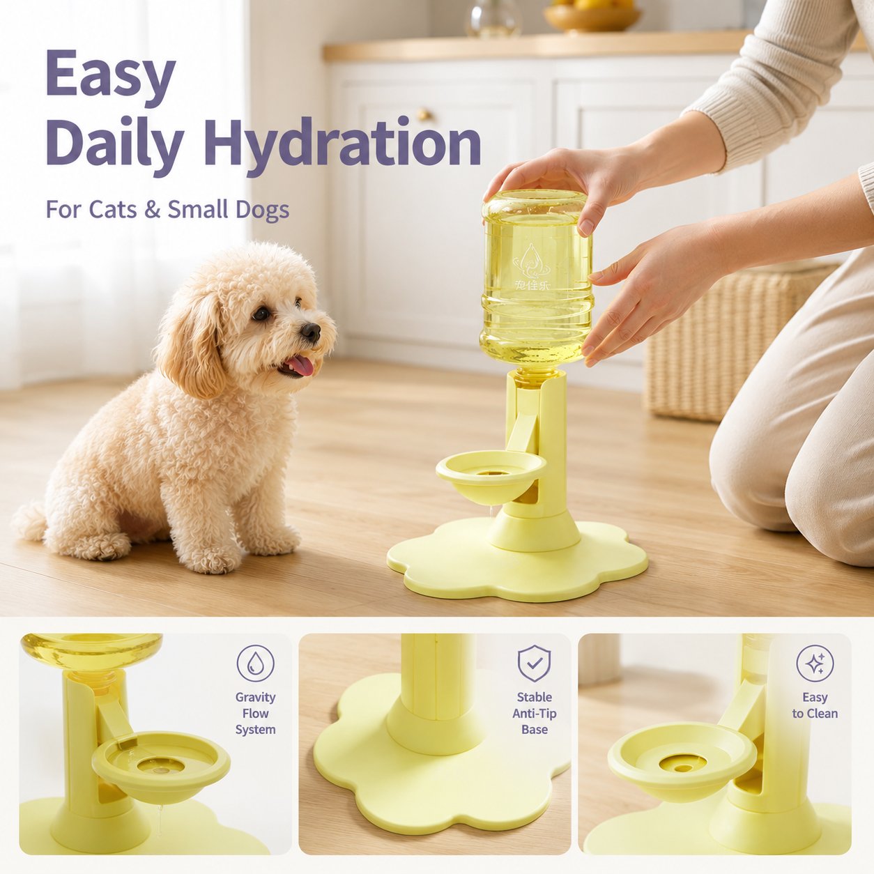 Gravity Pet Water Dispenser Stand - Spill-Proof