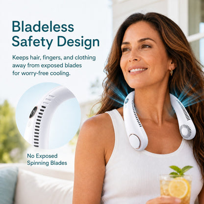 2026 Upgraded Wearable Bladeless Neck Fan 5-Speed Rechargeable Personal Cooling Fan