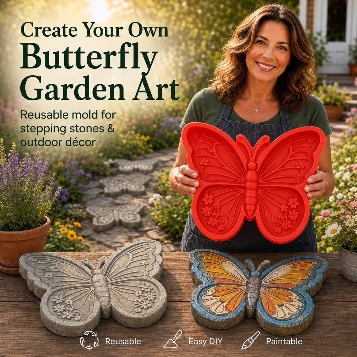 🌻 Reusable DIY Concrete Mold For Outdoor Decor – Create Beautiful Handmade Garden Path Decor