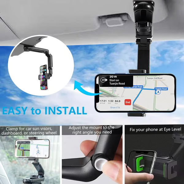 🔥2026 New 1080° Multi-function Sun Visor Universal 360 Degree Rotating Phone Holder Suitable for Any Scene Car Holder