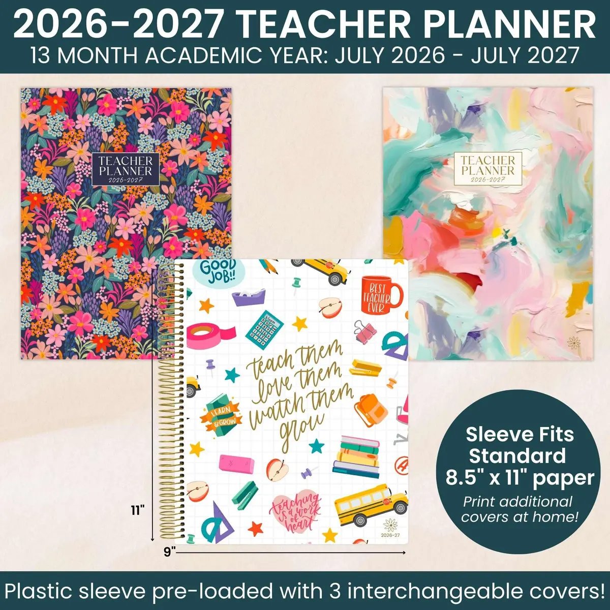 📚🧑‍🏫Teacher Appreciation Gift 2026-27 Dated Planner 13 Month Classroom Organizer