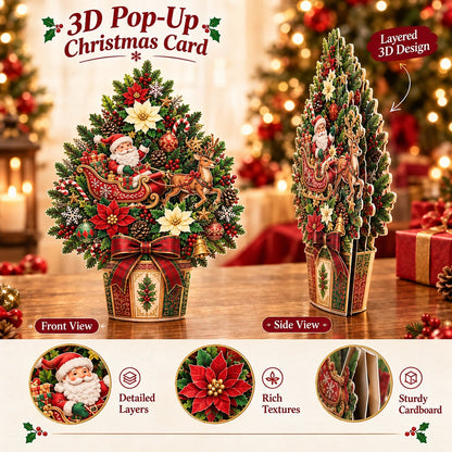 🌲 Pop-Up 3D Christmas Tree Card ✨ Turns Into Freestanding Festive Table Decor