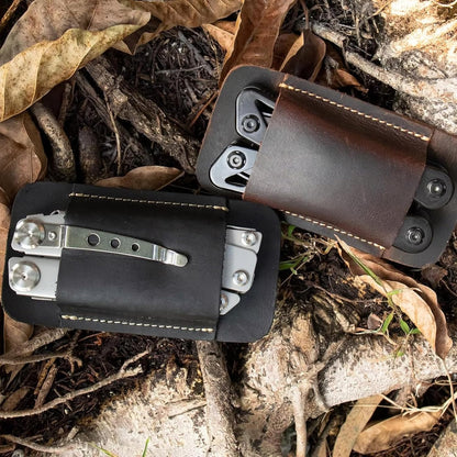 Genuine Leather Knife Sheath Foldable Lightweight Belt Pouch