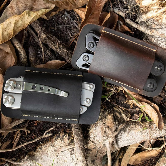 Genuine Leather Knife Sheath Foldable Lightweight Belt Pouch