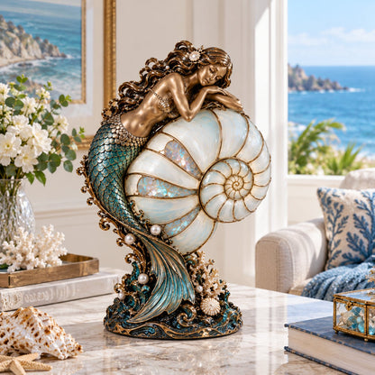 ✨🐚 Moon Tide Mermaid Nautilus Lamp