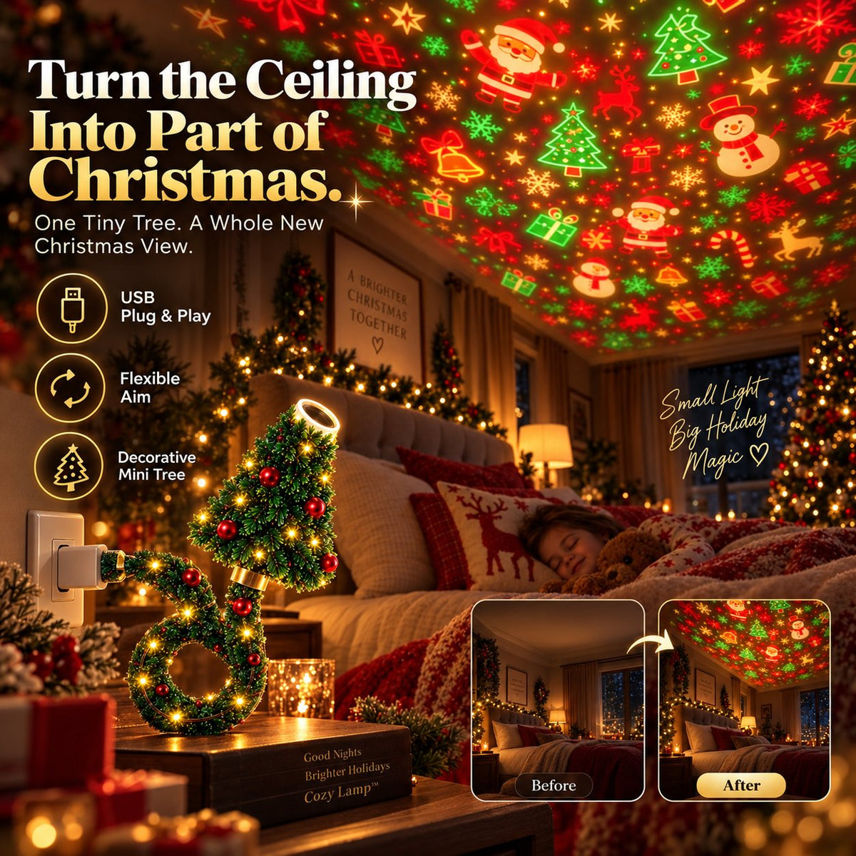 ⏳ Last Day 49% OFF –🌲Christmas Tree-Shaped Projection Light